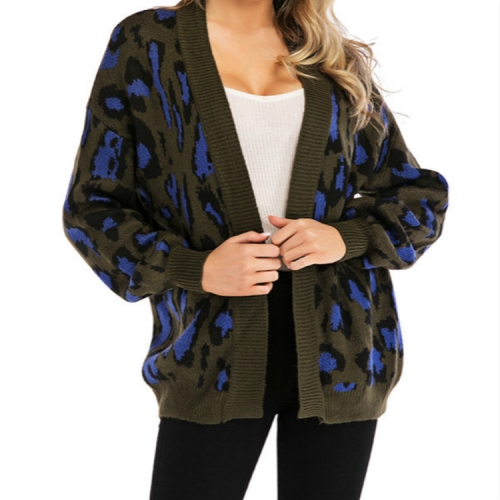 

Sexy Leopard Pattern Ladies Knit Sweater, Size: L(Army Green)