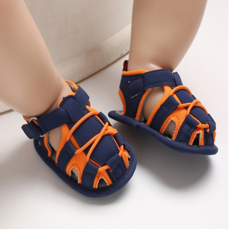 

Baby Soft Walking Shoes Patchwork Hollow Prewalker Sandals, Size:12.5cm(Orange)