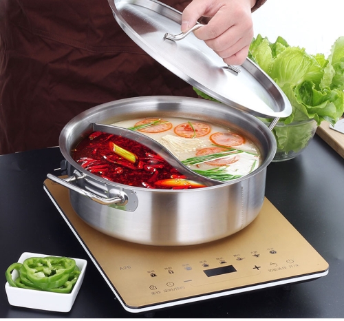 

Stainless Steel Extra Thick Hot Pot Thickened Bottom Grid Pot(Diameter : 30cm)