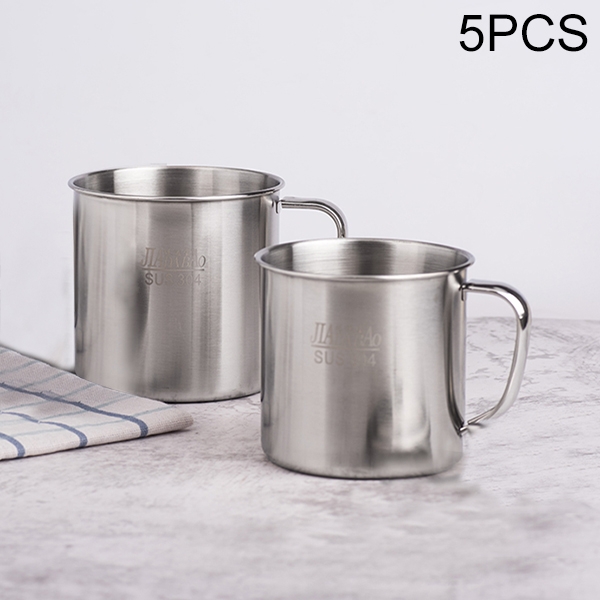 

5 PCS Extra Thick 304 Stainless Steel Cup Children's Mouth Cup with Handle Cover Household adult Drinking Water Cup 7cm without cover