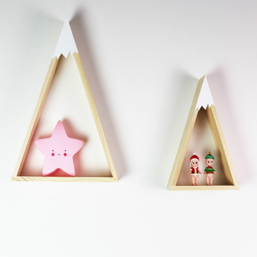 

2 PCS Set Wooden Snow Mountain Triangle House Rack Children Room Home Decoration(White)