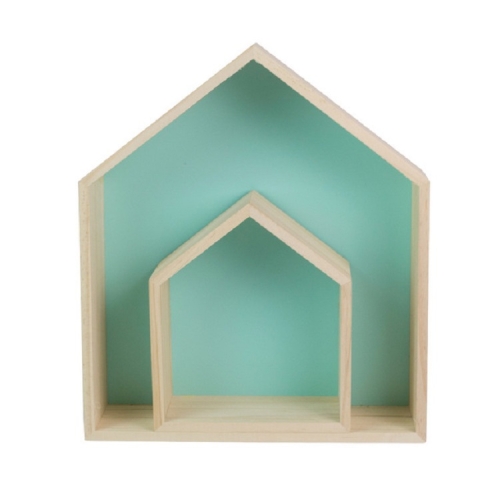 

2 PCS / Set House Style Children Room Wood Partition Rack(Mint Green)