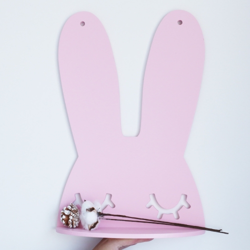

Wooden Rabbit Style Partition Rack Solid Wood Children Room Decoration Photography Props(Pink)