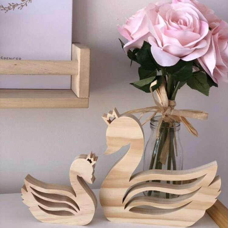 

Children Room Wooden Swan Decoration Decorative Set Photography Props(Set of Swans )