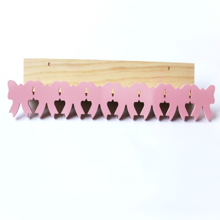 

Bow Solid Wood Shelf Partition Children Room Children Clothing Store Wall Decoration(Pink)