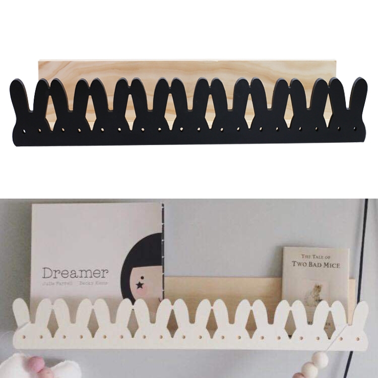 

Rabbit Shape Solid Wood Bookshelf Shelf Partition Children Room Children Clothing Store Wall Decoration(Black )