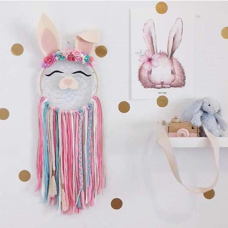 

Creative Hand-woven Crafts Winking Rabbit Dream Catcher Home Car Wall Hanging Decoration