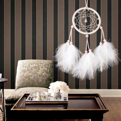 

Sweet Pink Beads Fluffy Single Ring Dream Catcher
