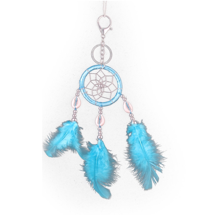 

Single Ring Imitation Shell Keychain Dream Catcher Pendant Car Feather Dream Catcher(Lake Blue)