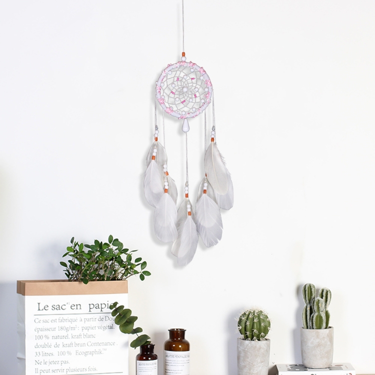 

Colorful Beads Single Ring Feather Dream Catcher Hanging Birthday Gift