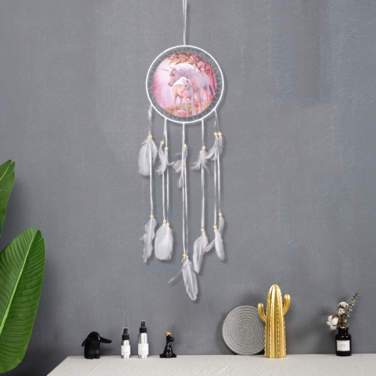 

2 PCS Creative Lace Hand-woven Crafts Oil Painting Dream Catcher Home Car Wall Hanging Decoration