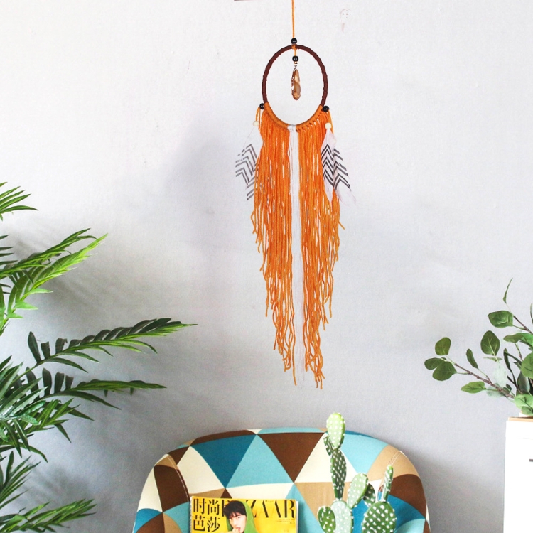 

Creative Lace Hand-woven Crafts Orange Dream Catcher Home Car Wall Hanging Decoration