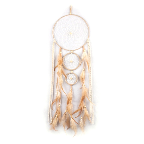 

Natural Feather Three-ring Dream Catcher Home Wall Decoration