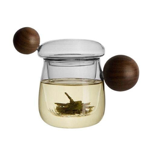 

High Borosilicate Heat-resistant Glass Wooden Ball Handle Tea Cup, Style:Fun Star Cup 7A