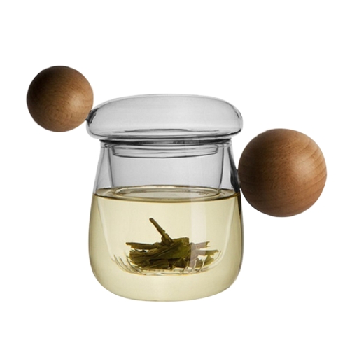 

High Borosilicate Heat-resistant Glass Wooden Ball Handle Tea Cup, Style:Fun Star Cup 7B