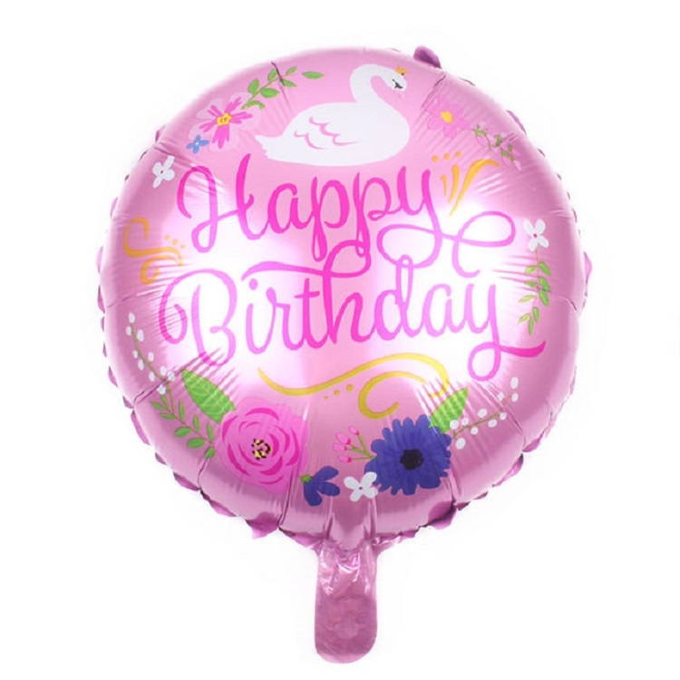 

5 PCS Round White Swan Aluminum Balloon Birthday Party Decoration Toy, Size:18 inches(Pink)