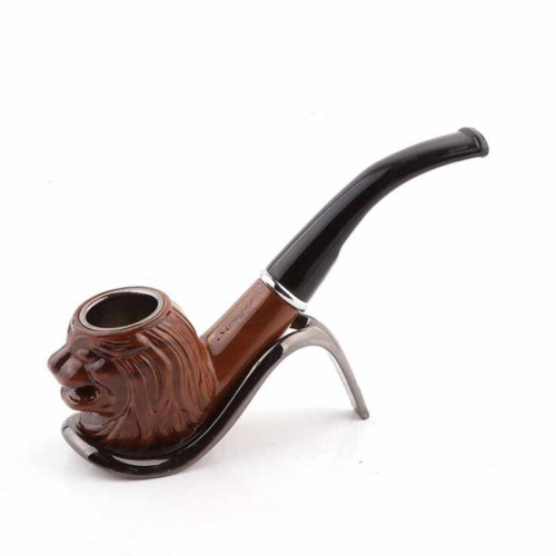 

Portable Creative Lion Head-Shaped Cigarette Mouthpiece Pipe Cigar Pipe