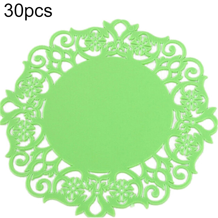 

30 PCS Lace Flower Hot Coaster Silicone Cup Pad Slip Insulation Pad Cup Mat Pad Hot Drink Holder(Green)
