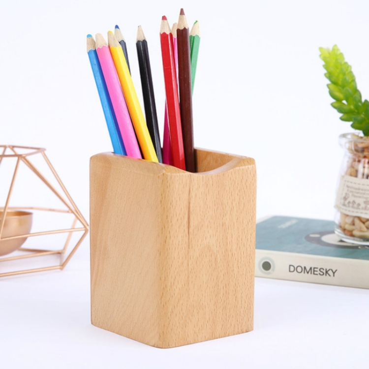 

Multifunctional Wooden Chinese Style Student Pen Holder, Color:Beech