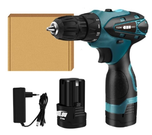 

HILDA Electric Drill Cordless Screwdriver Lithium Battery Mini Drill Cordless Screwdriver Power Tools, EU Plug, Model:12V with Carton Box