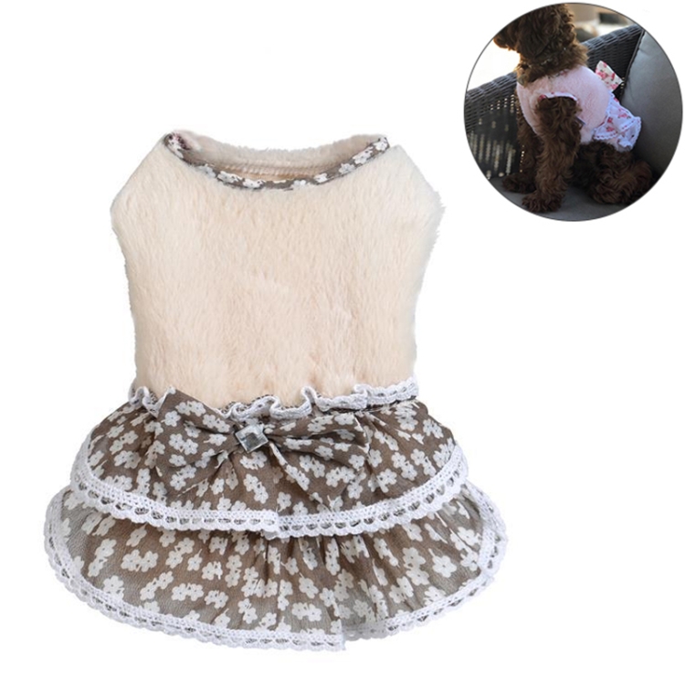 

AB118 Pet Clothing Dog Bow Floral Sweater Skirt, Size:L(Beige)