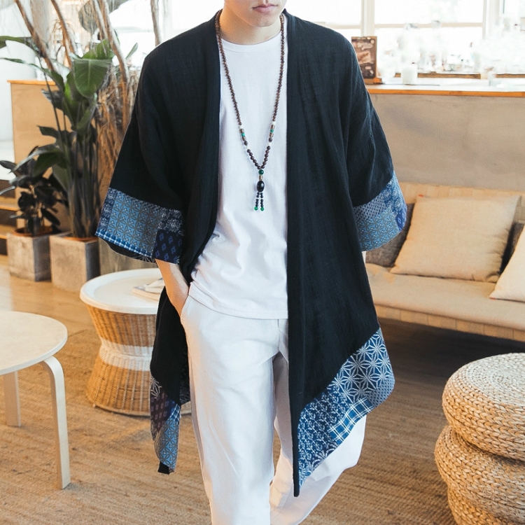 

Men Spring and Autumn Style Antique Loose Large Size Cotton and Linen Jacket, Size:S(As Show)