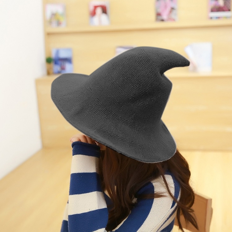 

Halloween Personality Wizard Steeple Great Brim Wool Cap(Dark Grey)