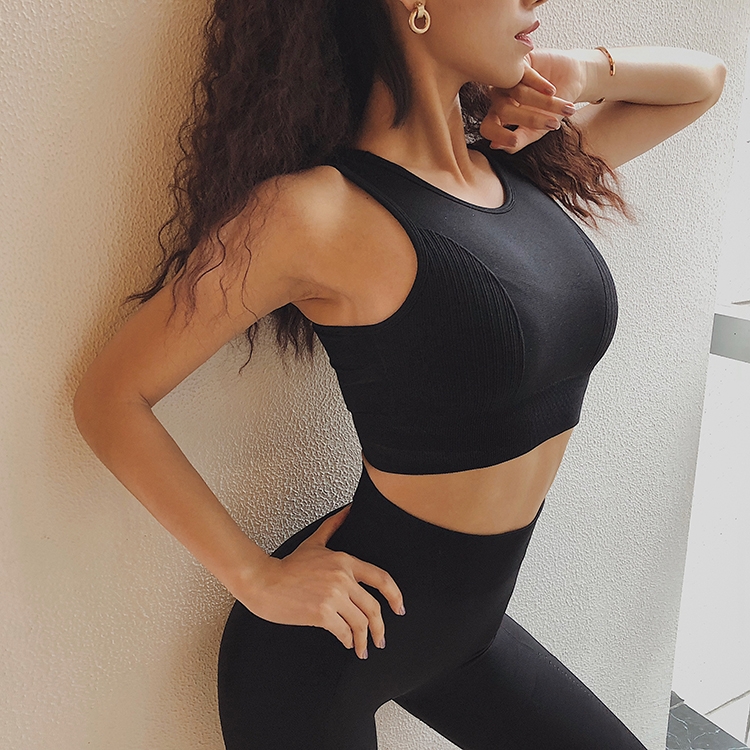 

3 PCS Women Fitness Thicken Sports Bra Running Breathable Vest, Size:L(Black)