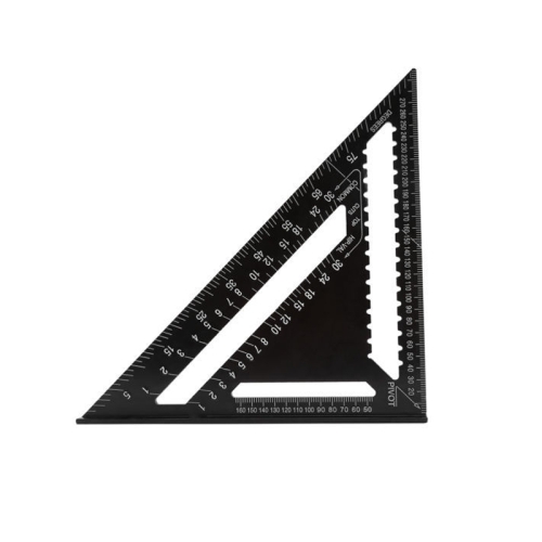 

7 Inch Aluminum Profile Black Oxide 90 Degree 45 Degree Triangle Square Ruler(7 Inch Metric)