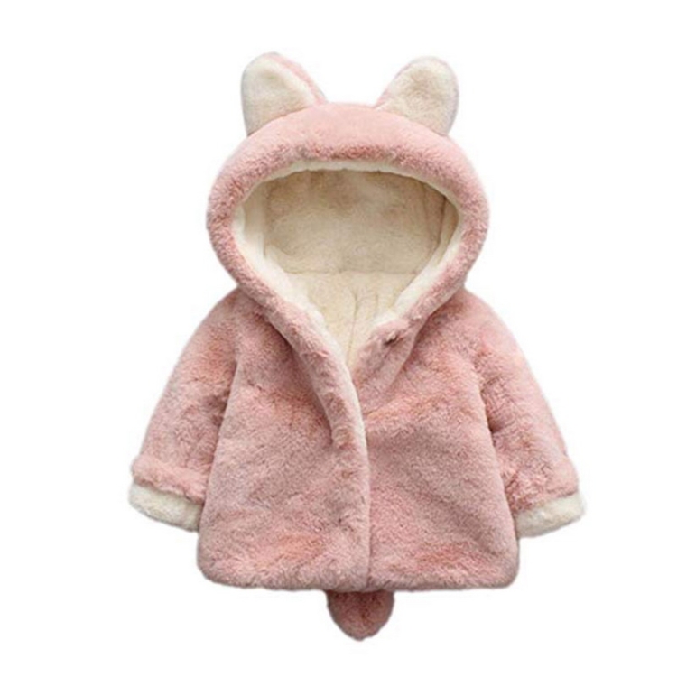 

Winter Children Cartoon Animal Shape Plus Velvet Warm Hooded Jacket, Kid Size:90cm(Pink)