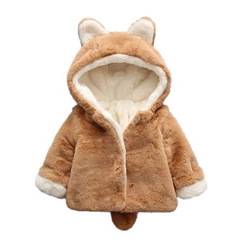 

Winter Children Cartoon Animal Shape Plus Velvet Warm Hooded Jacket, Kid Size:90cm(Brown)