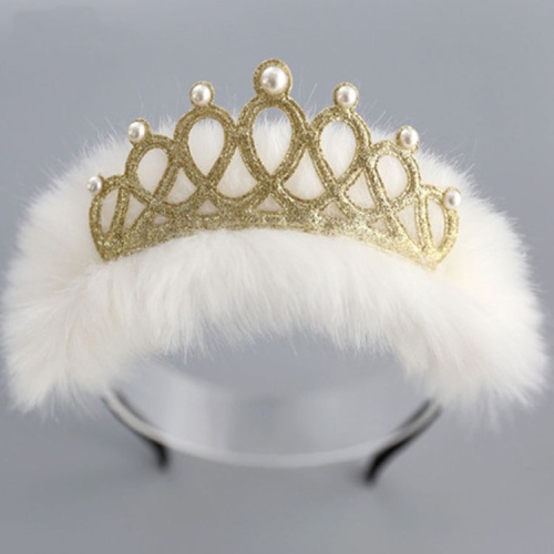 

Cute Children Plush Crown with Diamond Headband(White)