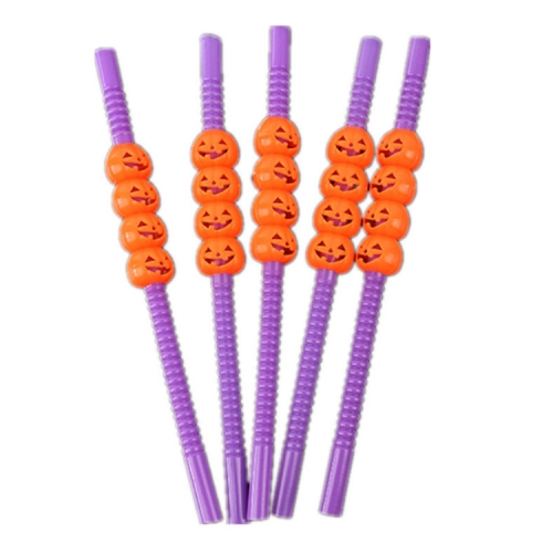 

5 PCS Halloween Party Supplies Pumpkin Straw Straw Decoration(23CM Purple)