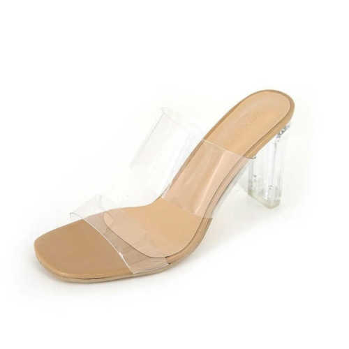 

Summer Woman Sandals Wedding Jelly Transparent High Heels, Size:35(Beige 9cm)