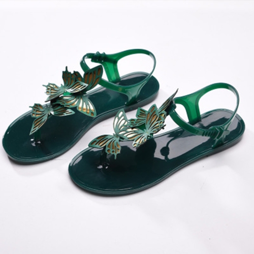 

Peep Toe Jelly Butterfly Flip Flops Summer, Shoe Size:37(Green)
