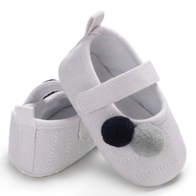 

Baby Girl Lovely Printing Shoes Small Fresh Pompon Decoration Baby Princess Shoes, Size:11cm(White)