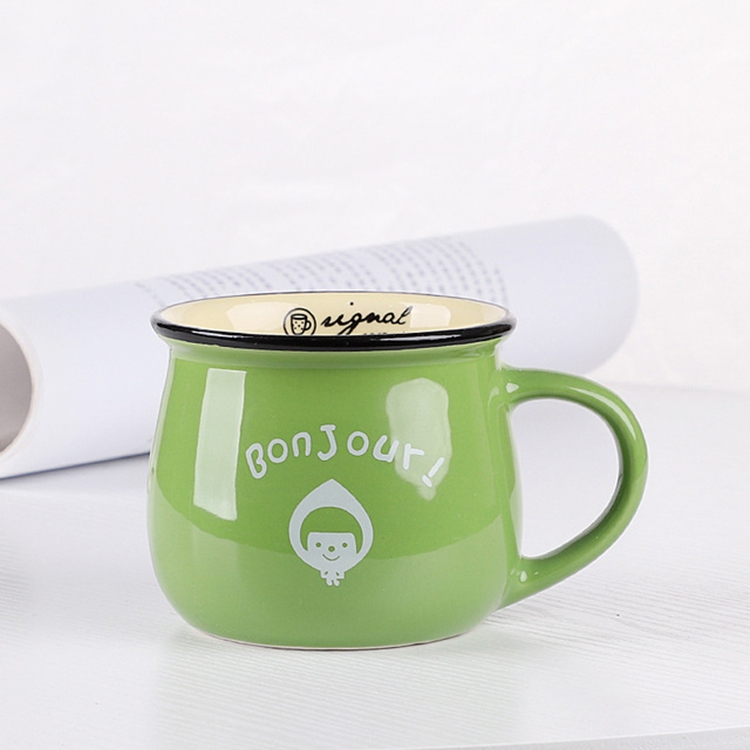 

5 PCS Cartoon Pattern Retro Ceramic Cup Enamel Milk Cups Mugs Coffee Cup Lovely Gifts, Capacity:150ml(Green)
