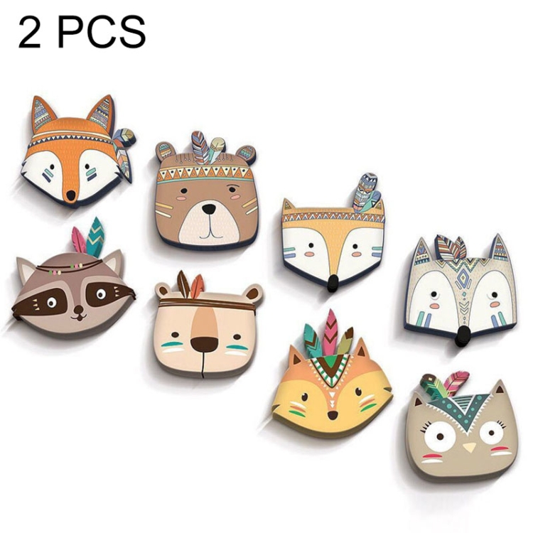 

2 PCS Kindergarten Home Children Room Cute Fox Panda Wall Stickers Decorative Wood Board Painting(Random Style Delivery)