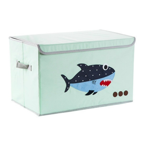 

L 49x30x30cm Cloth Childrens Toys Cartoon Box Foldable Storage Box Clothing Storage Box(Green Shark)