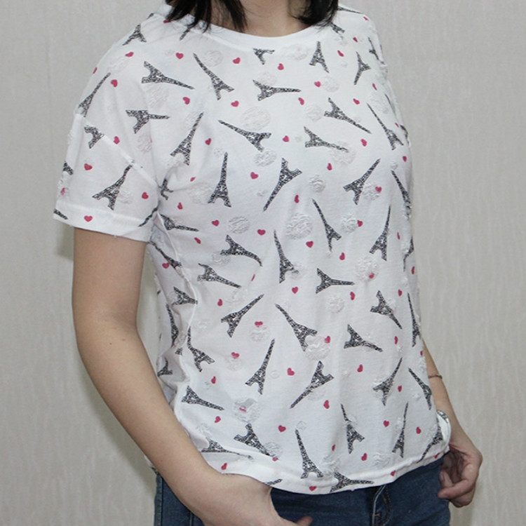 

Women Round Neck Print T-shirt, Size: One Size(Iron Tower)