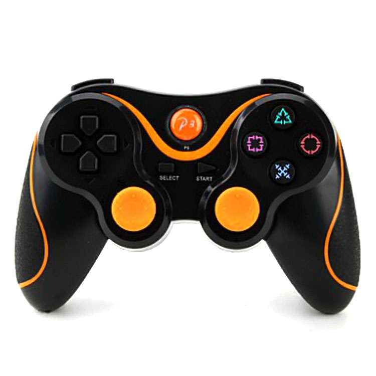 

ABS Rubberized Wireless Bluetooth Game Controller for PS3 Game Console Host( Black Orange )