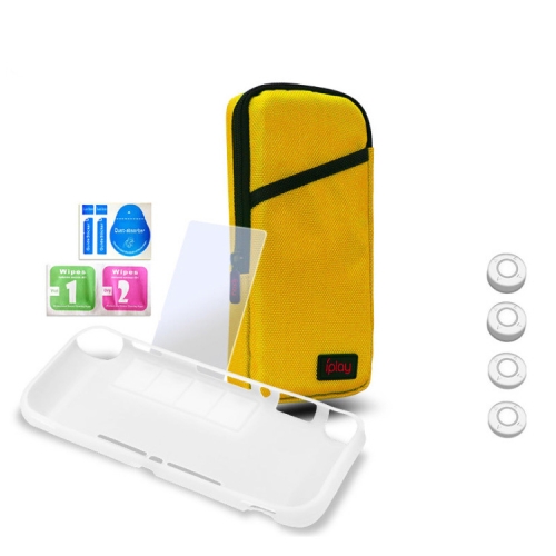 

iplay Host Storage Bag Tempered Film + Rocker Cap + Protective Shell 7 in 1 Protection Bag Soft Bag Set For Switch Lite(Yellow )