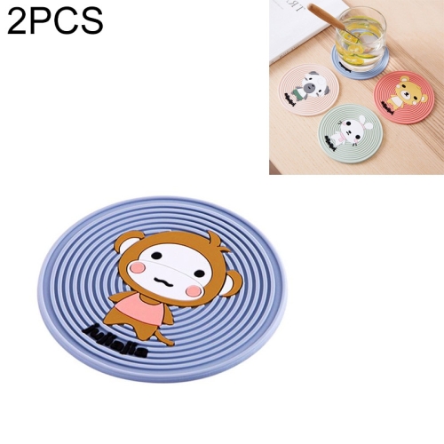 

2 PCS Cartoon Animal Pattern Silicone Insulation Pad Placemat Home Anti-scalding Casserole High Temperature Potholder Heat-resistant Coaster, Size:L(Blue)