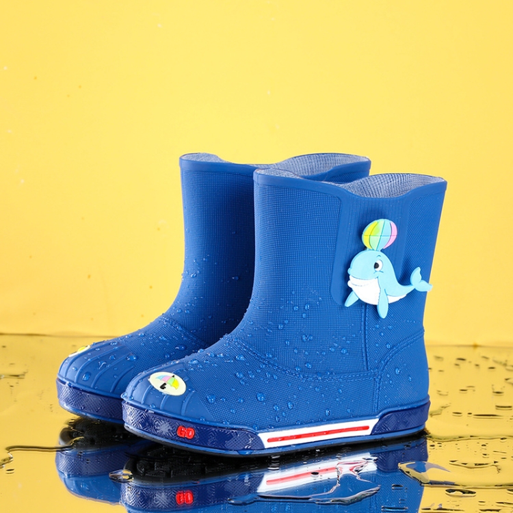 

Children Non-Slip Plus Velvet Warm Cartoon Short Rain Boots, Size:Inner Length 18cm, Style:Without Cotton Cover(Dark Blue)