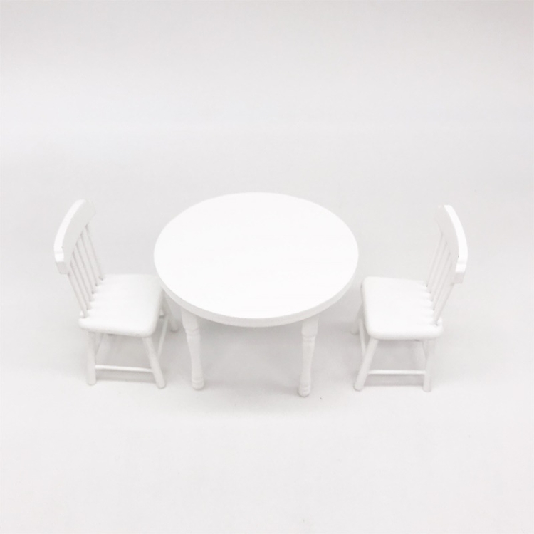 

1:12 Mini Doll House Scene Decoration Dining Table and Chair Set(White )