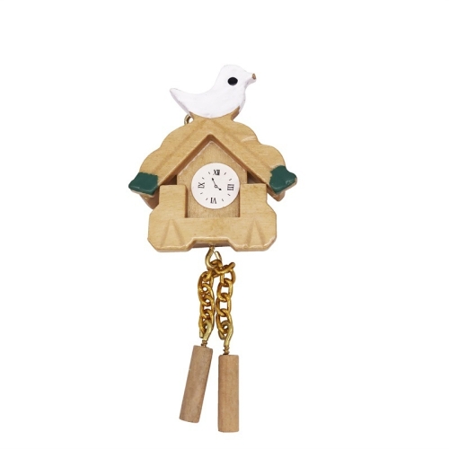 

3 PCS 1:12 mini Dull House Dollhouse Wooden Wall Clock Bird Clock House Toy Simulation Clock Model(Log color )