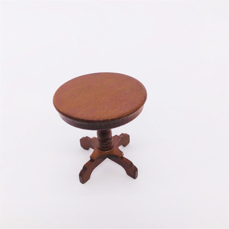 

1:12 Mini Doll House Pocket Furniture Decoration Round Table( Walnut Color )