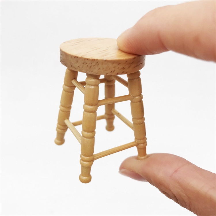 

1:12 Doll House for Bar Cabinet Table High Wooden Color Stool(Log color )