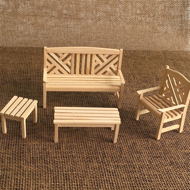 

4 PCS / Set 1:12 Doll House Mini Furniture Model Outdoor Garden Chair Stool(19 x 14.5 x 5.5)