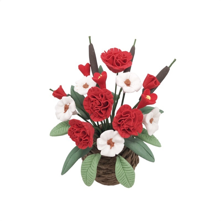 

1:12 Mini House Toy Simulation Flowers for Garden Balcony(Red+White)